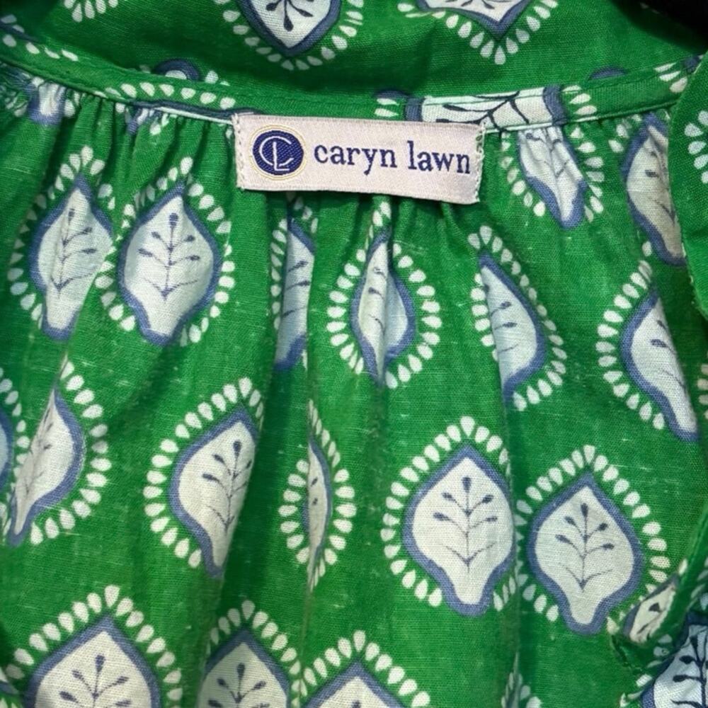 Caryn Lawn 100% Cotton Green Floral Pippi Leaf Mini Dress Size One Size - Picture 4 of 6